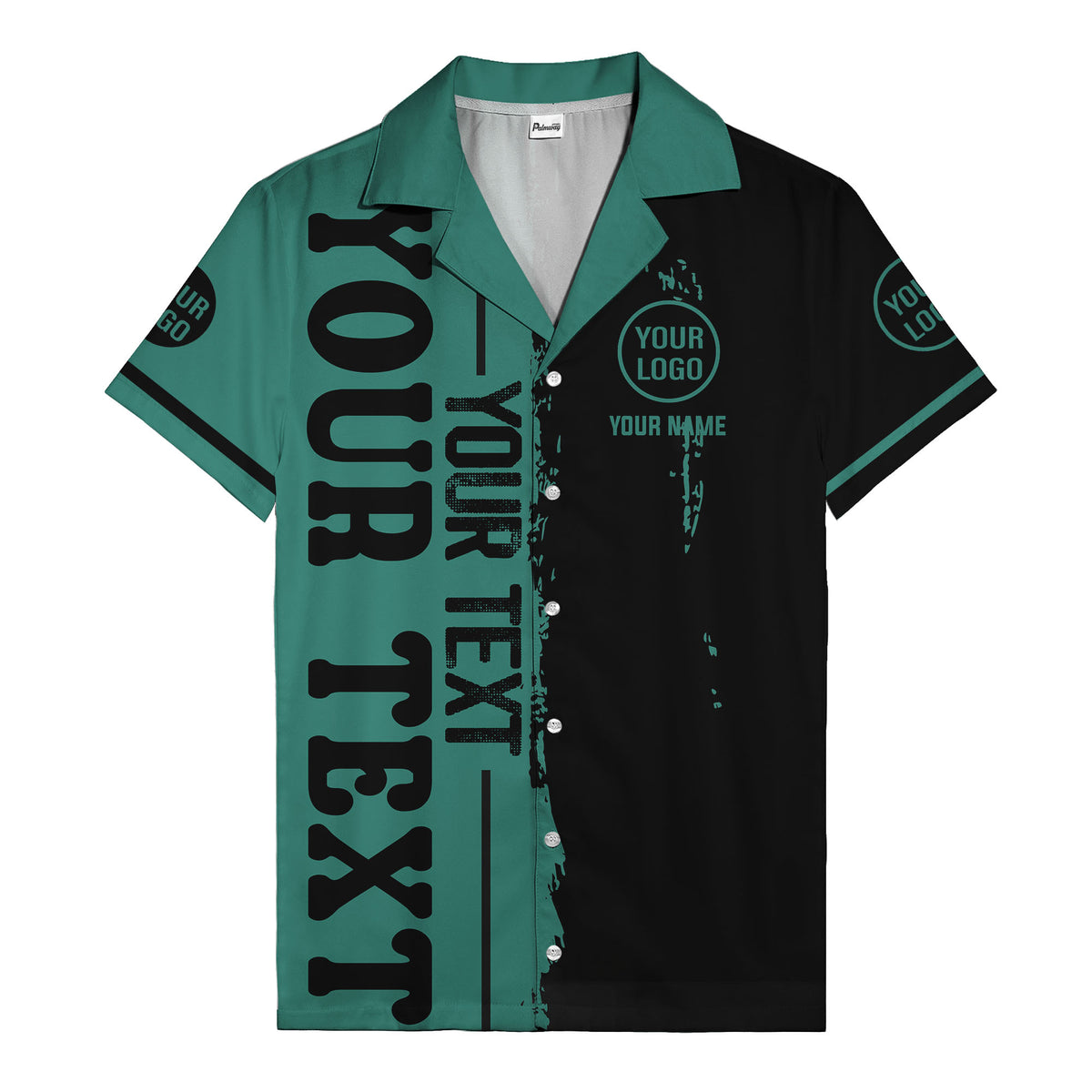 customizable text logo circle personalized hawaiian shirt