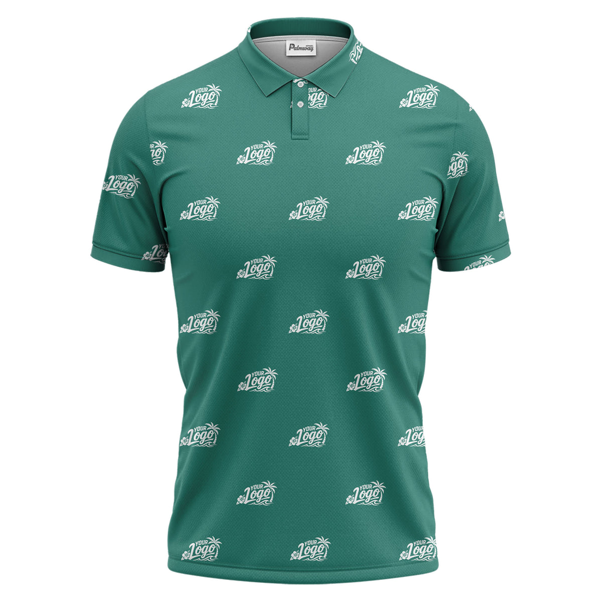 your logo repeat pattern black customizable professional polo shirt