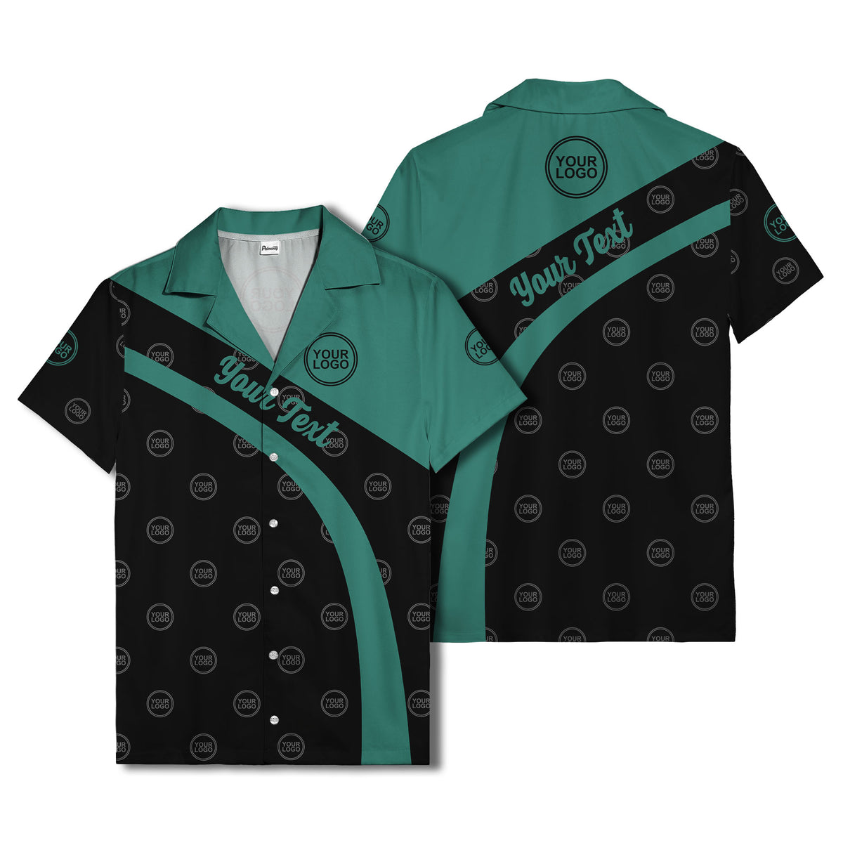 diagonal black stripe custom logo personalized hawaiian shirt