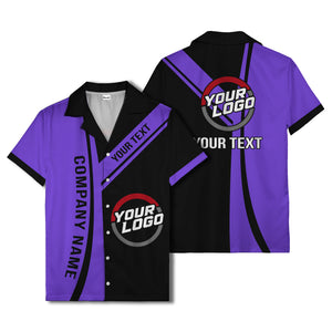 diagonal stripe custom logo company name hawaiian shirt for teams