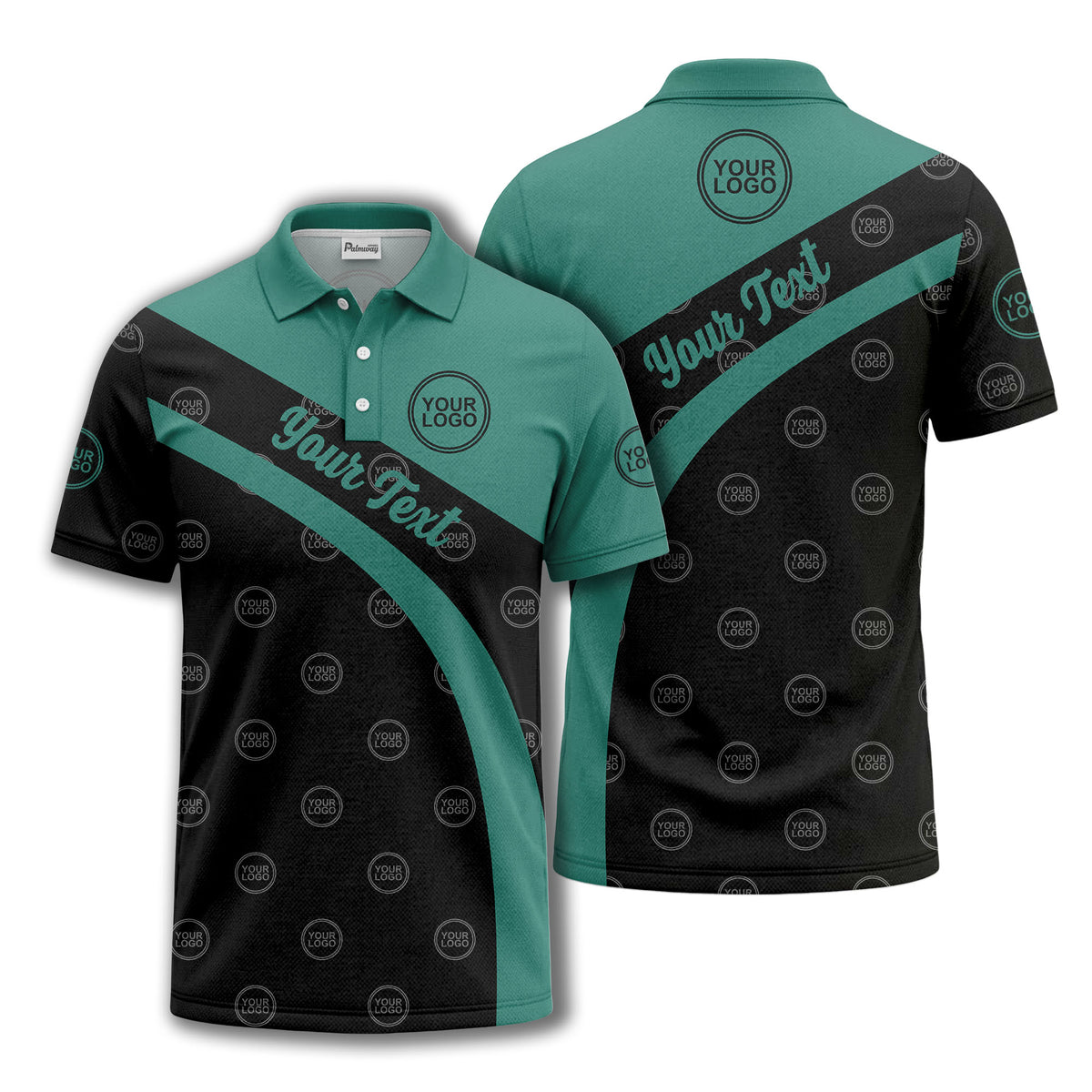 diagonal stripe custom logo golf polo shirt