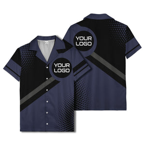 diagonal stripe logo modern hawaiian shirt