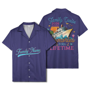family name script & logo circle personalized hawaiian shirt