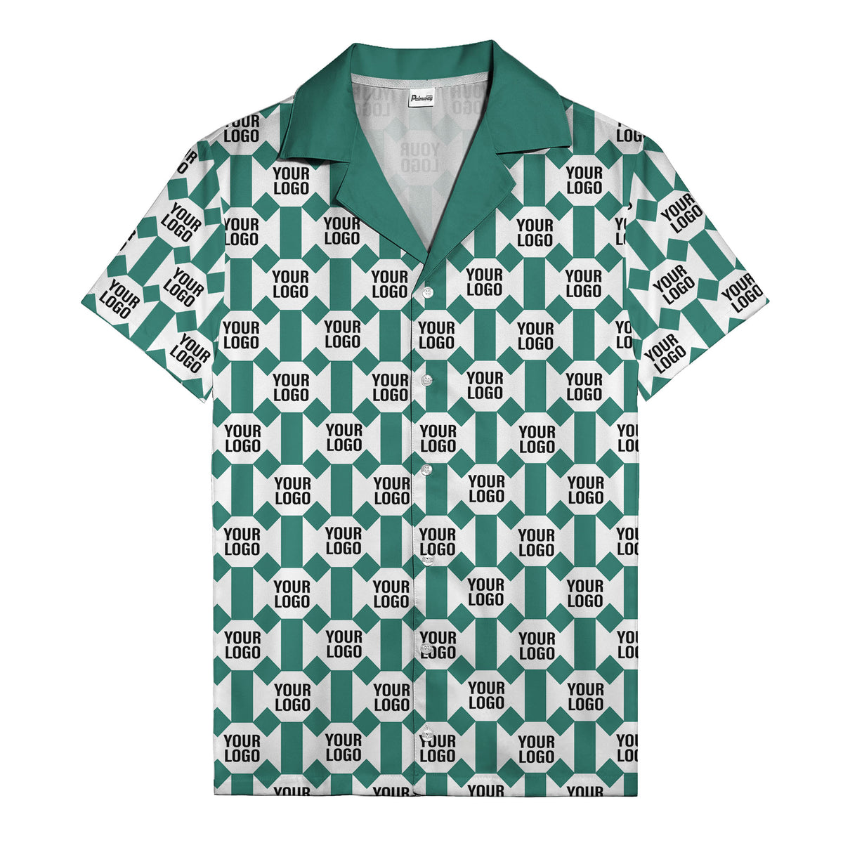 geometric grid logo repeat pattern modern graphic hawaiian shirt