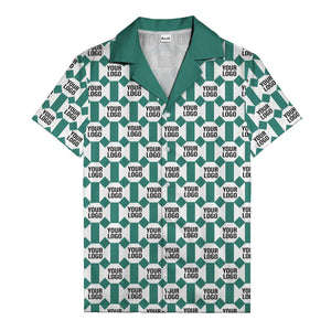 geometric grid logo repeat pattern modern graphic hawaiian shirt