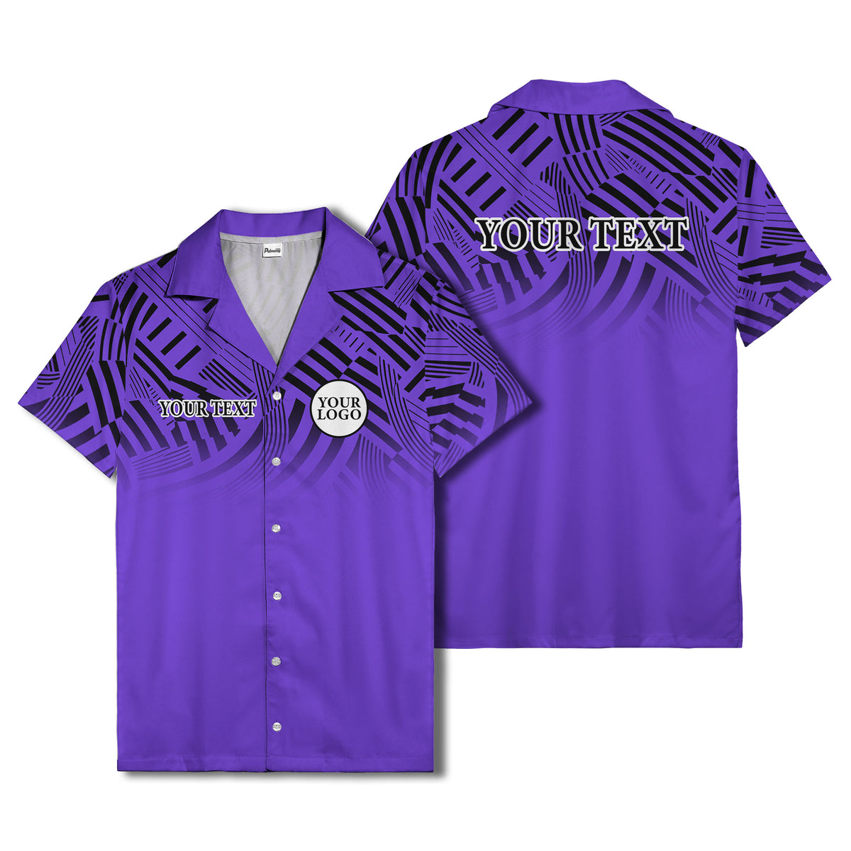geometric waves & stripes abstract hawaiian shirt for men