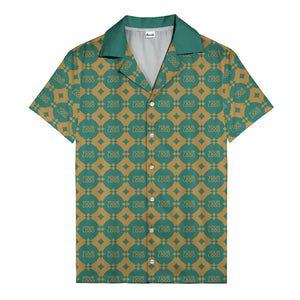 gold mon diamond lattice monogram hawaiian shirt for men