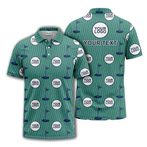 golf flag logo repeat pattern country club golf polo shirt
