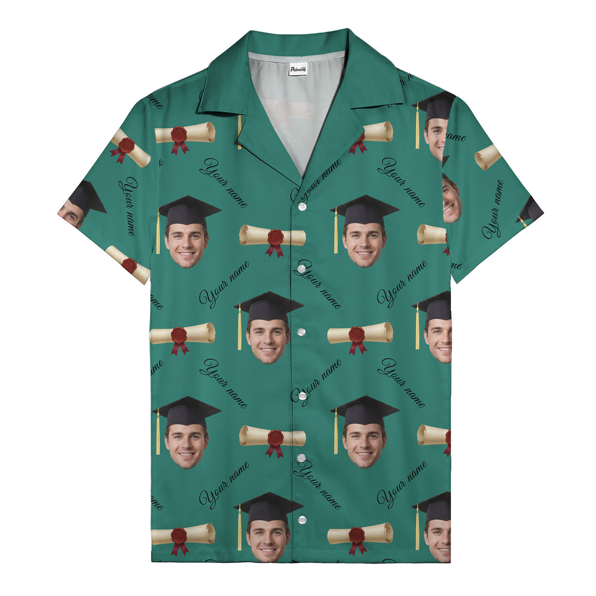 graduation caps diplomas & custom faces hawaiian shirt