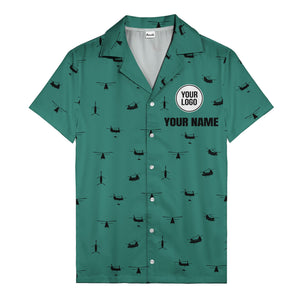 helicopter silhouette repeat military graphic hawaiian shirt for men
