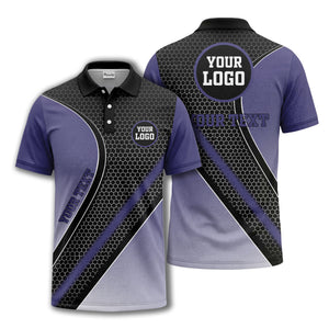 hexagonal gradient geometric print with customizable logo polo shirt