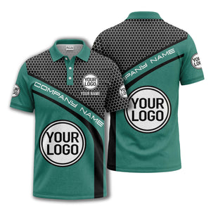 hexagonal grid monogram logo corporate polo shirt for men