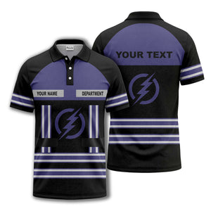 lightning bolt emblem & stripes corporate polo shirt