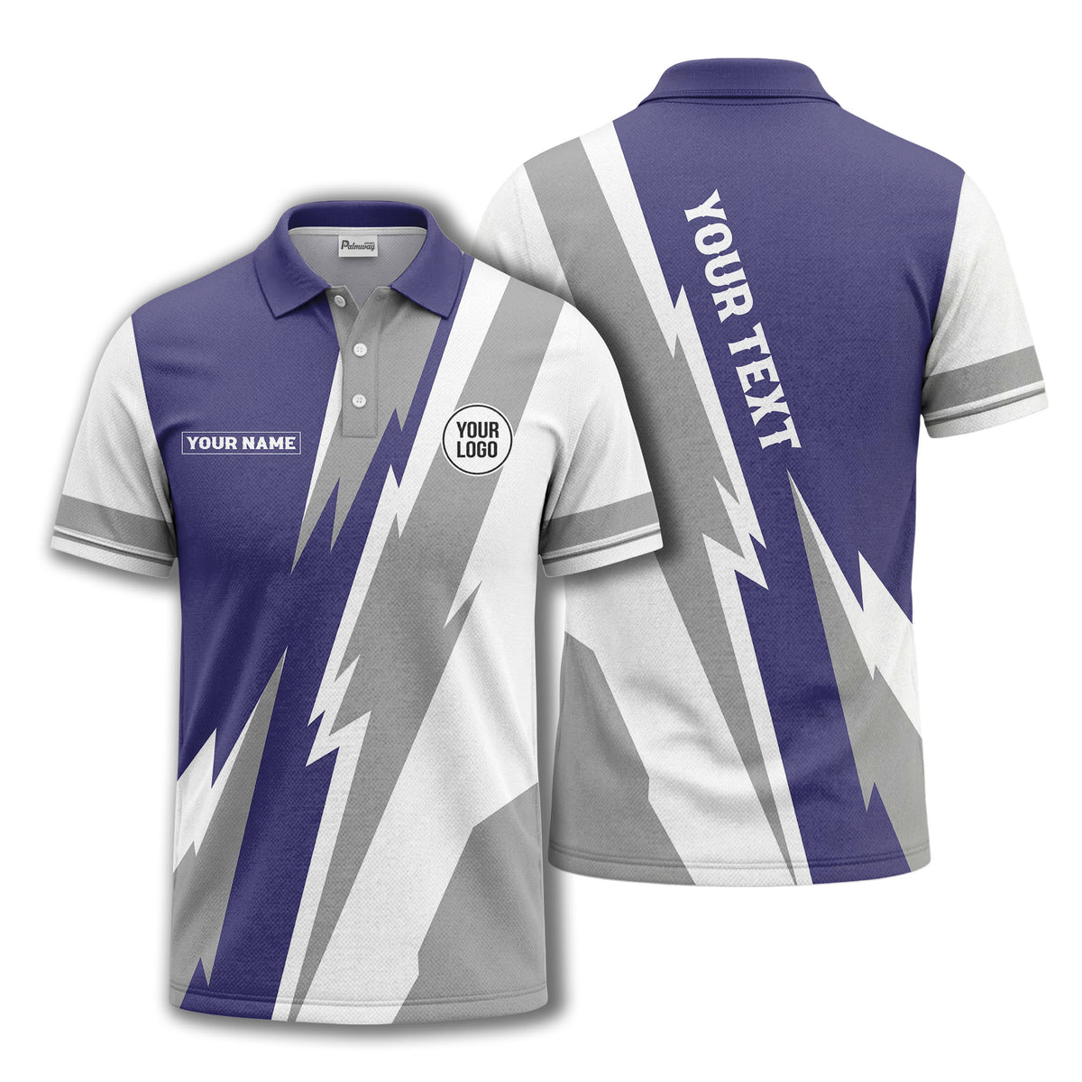 lightning bolt & geometric stripes polo shirt for men