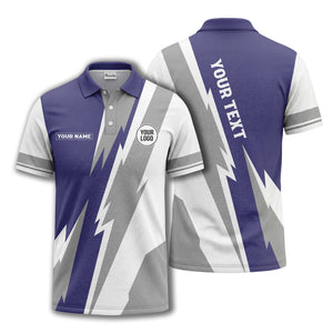 lightning bolt & geometric stripes polo shirt for men