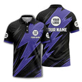 lightning bolt pattern with custom logo and name polo shirt for men