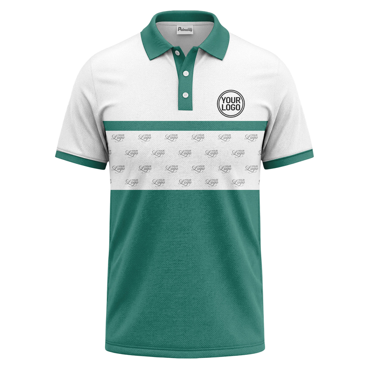 monochrome custom logo repeat stripe polo shirt for men