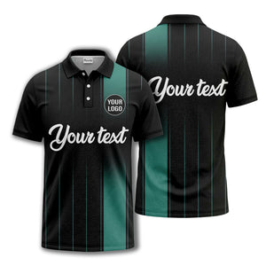 monochrome gradient vertical stripes with custom logo text polo shirt
