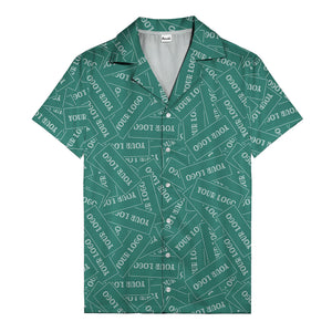 monochrome your logo repeat text graphic hawaiian shirt for men