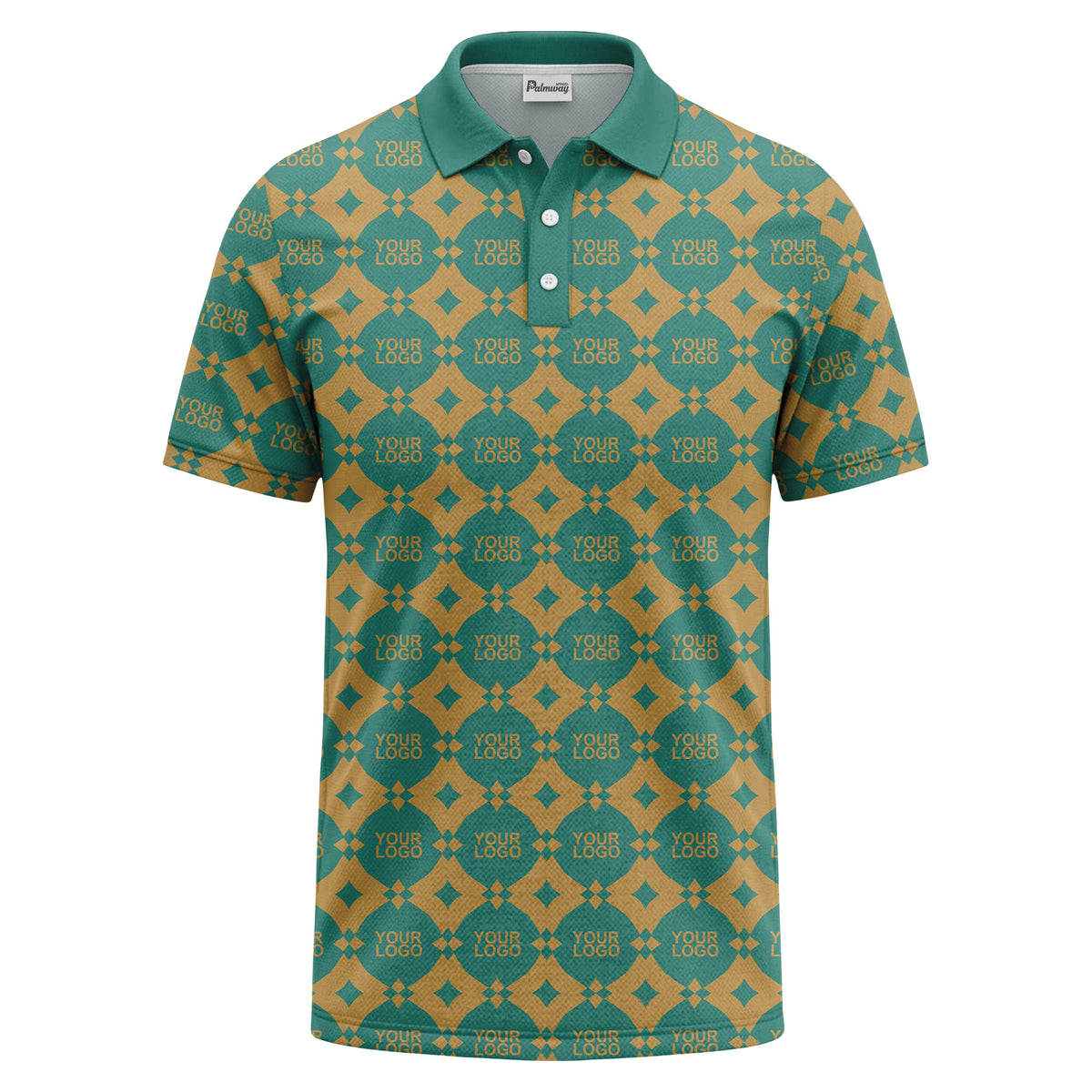 monogrammed gold black diamond repeat luxury polo shirt