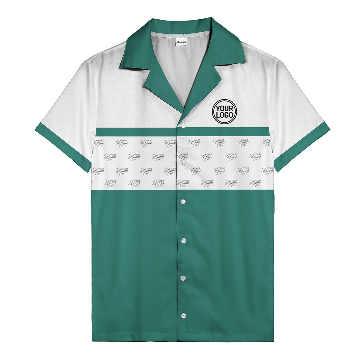 retro bowling custom logo repeat hawaiian shirt for men