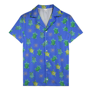 sea turtles and golden logo rings hawaiian shirt for men
