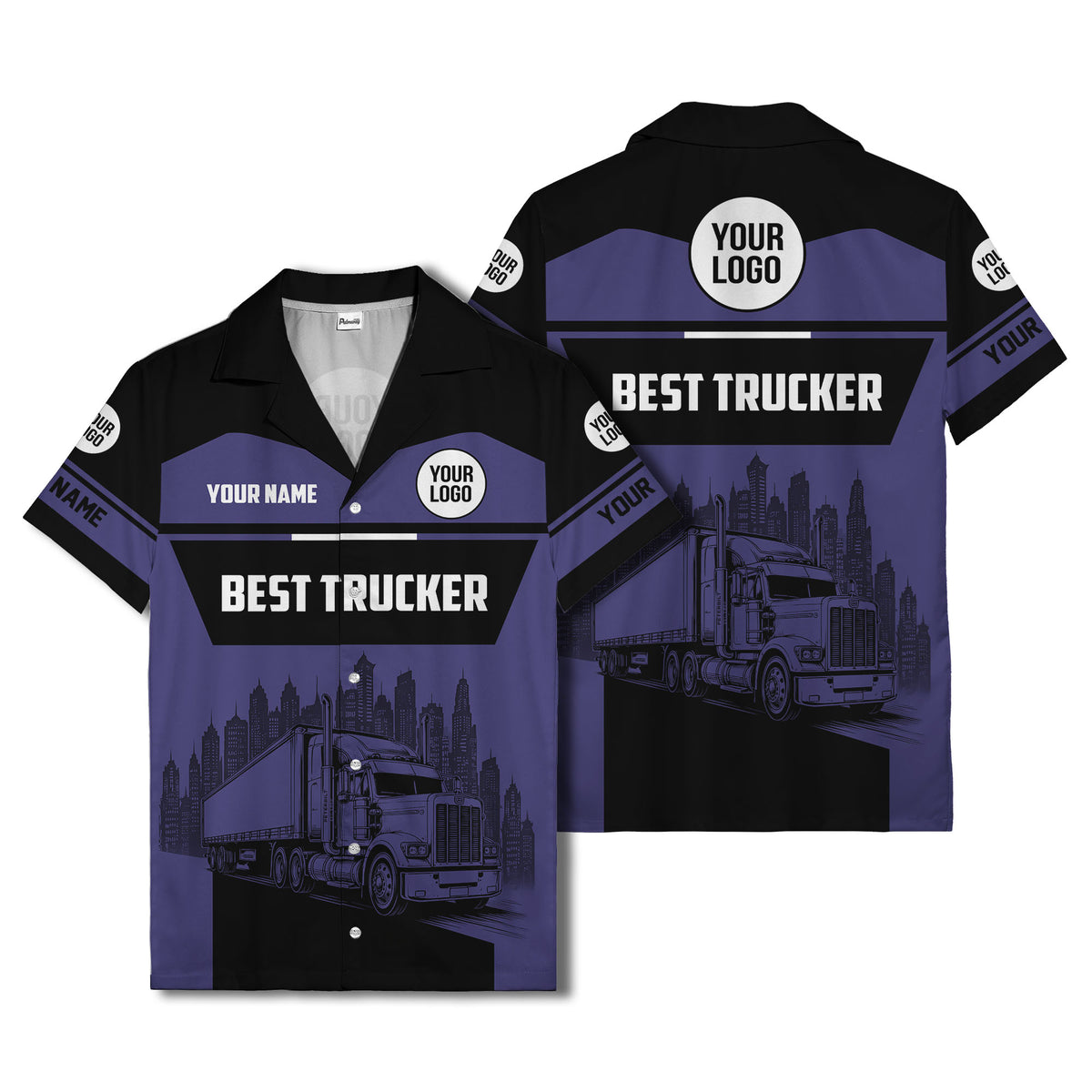 semi-truck cityscape hawaiian shirt for road-warrior professionals