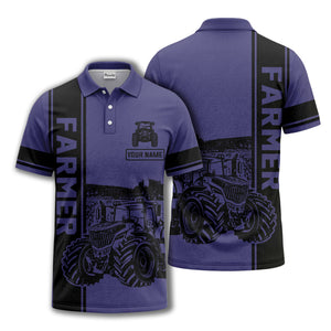 tractor farm scene graphic illustration polo shirt for men
