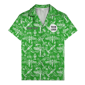 vintage airplane blueprint sketches propeller engine hawaiian shirt