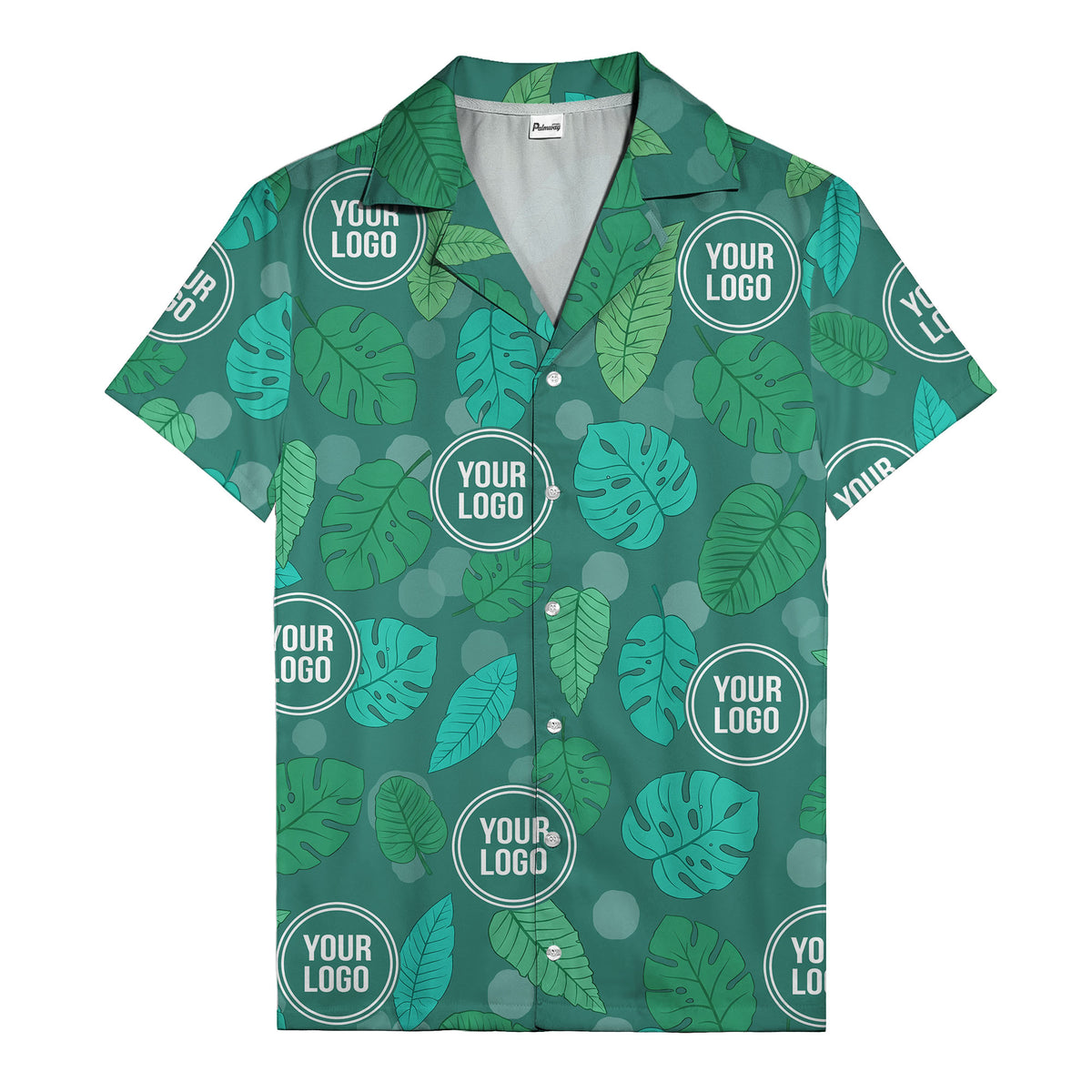 watercolor monstera leaf repeat & signature logo hawaiian shirt