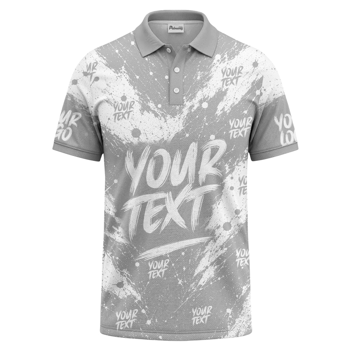 abstract splatter paint with customizable text artistic polo shirt