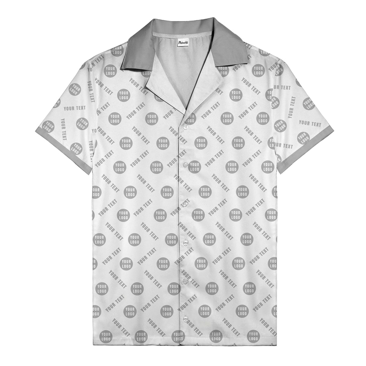 black custom logo circles text white hawaiian shirt