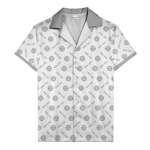 black custom logo circles text white hawaiian shirt