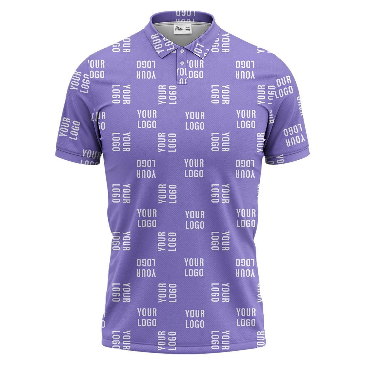 black repeat custom logo text pattern polo shirt for men