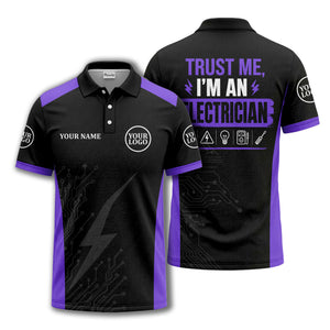 circuit board lightning bolt graphic modern tech polo shirt