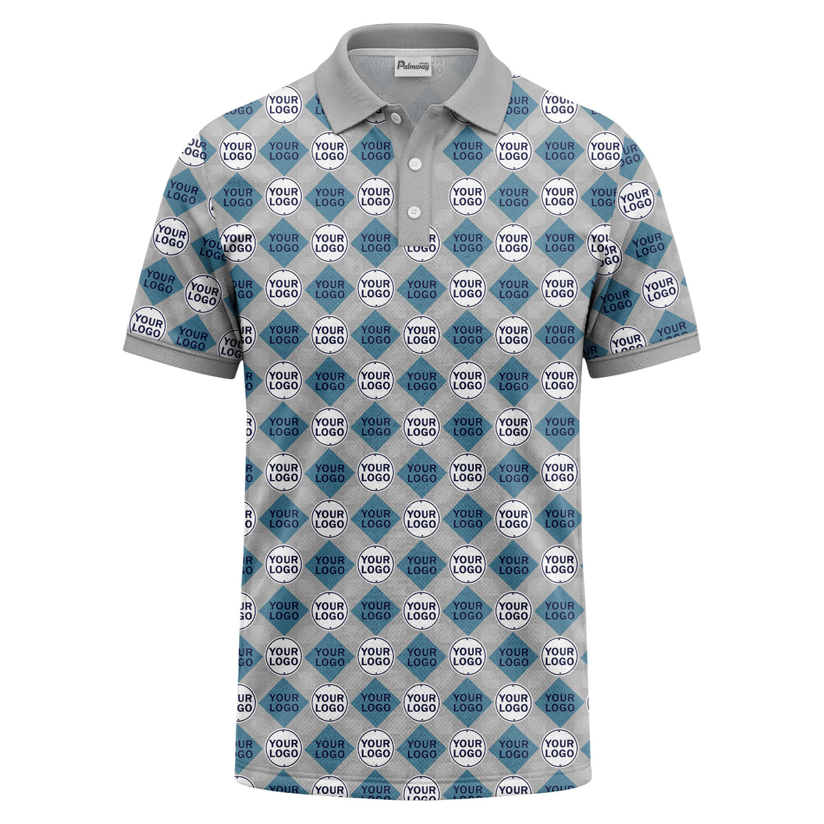 custom diamond grid circular logos polo shirt for men