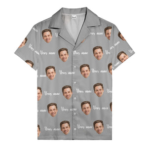 custom face portrait & personalized text repeat hawaiian shirt