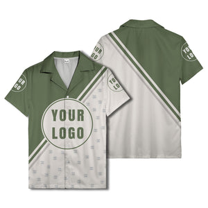 custom logo circles & diagonal stripes minimalist hawaiian shirt for men