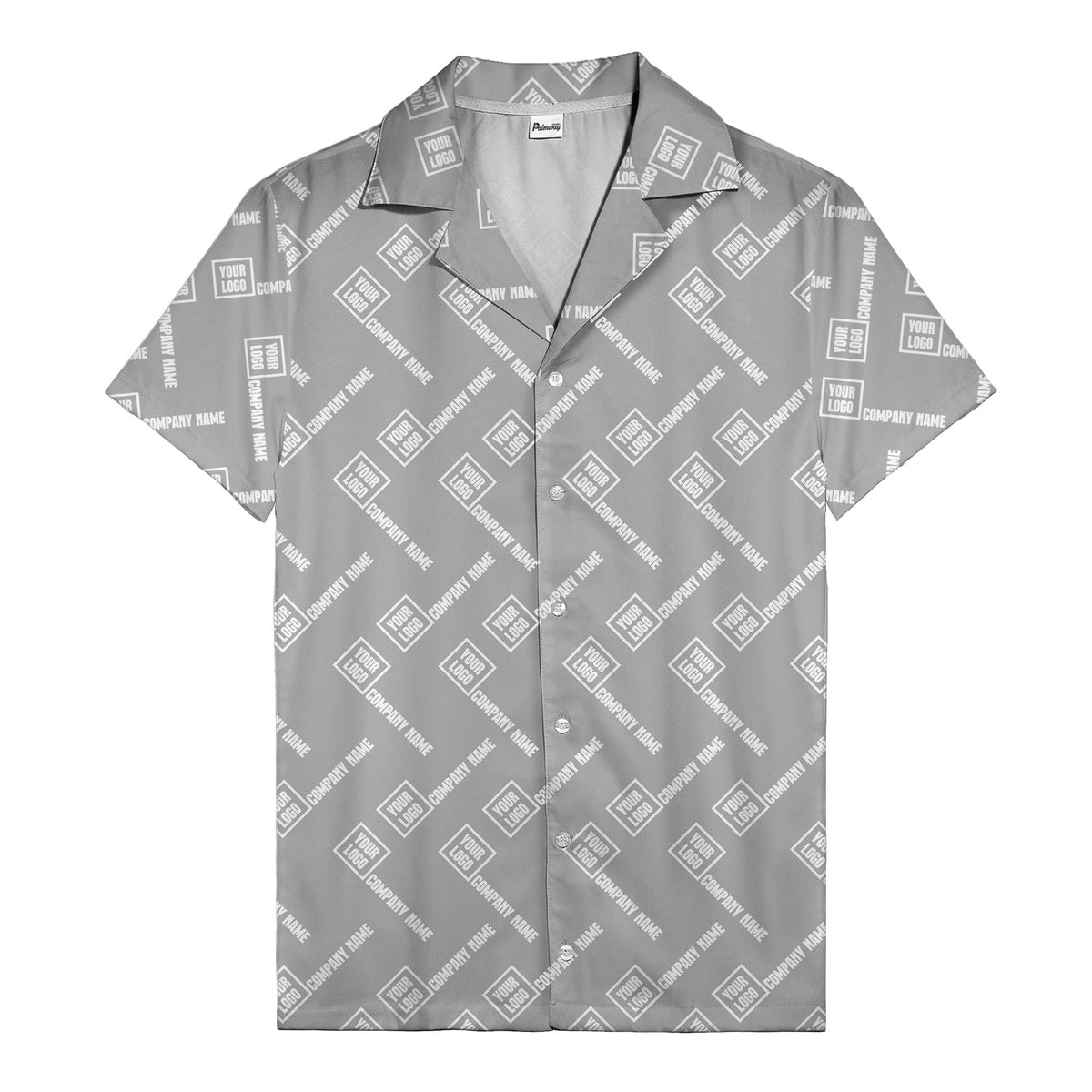 custom logo & company name repeat black hawaiian shirt for men