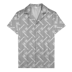 custom logo & company name repeat black hawaiian shirt for men