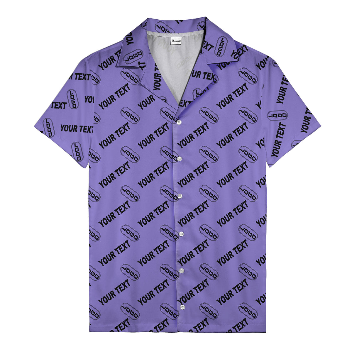 custom logo & editable text repeat pattern black hawaiian shirt