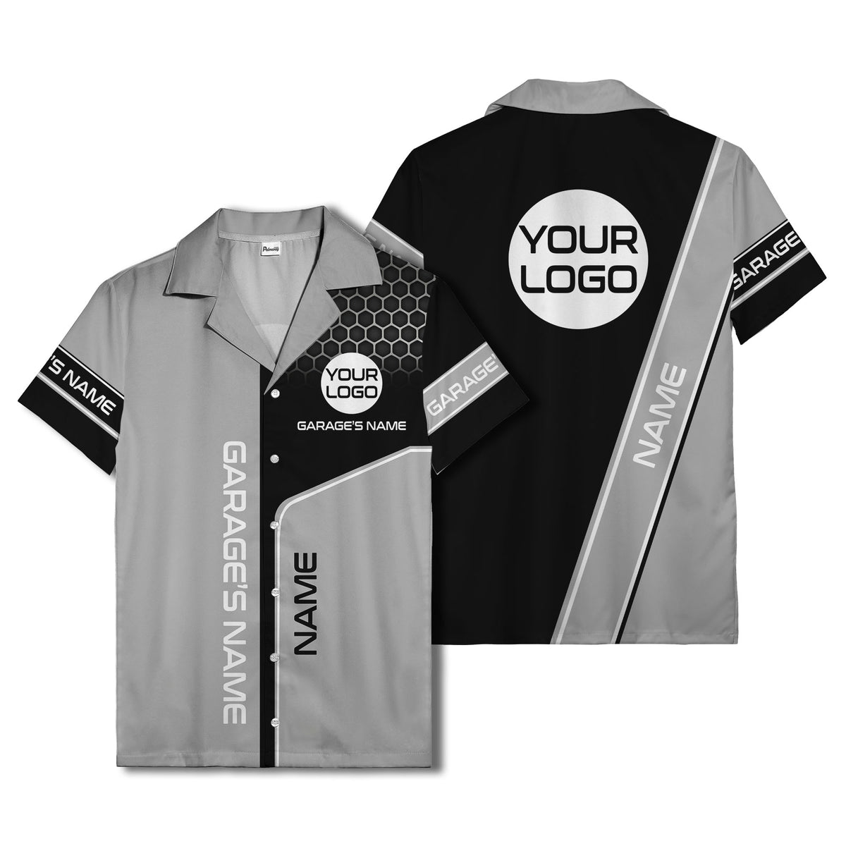 custom logo hexagonal honeycomb automotive hawaiian shirt for men
