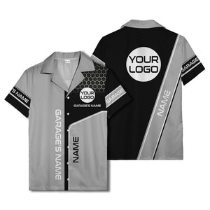 custom logo hexagonal honeycomb automotive hawaiian shirt for men