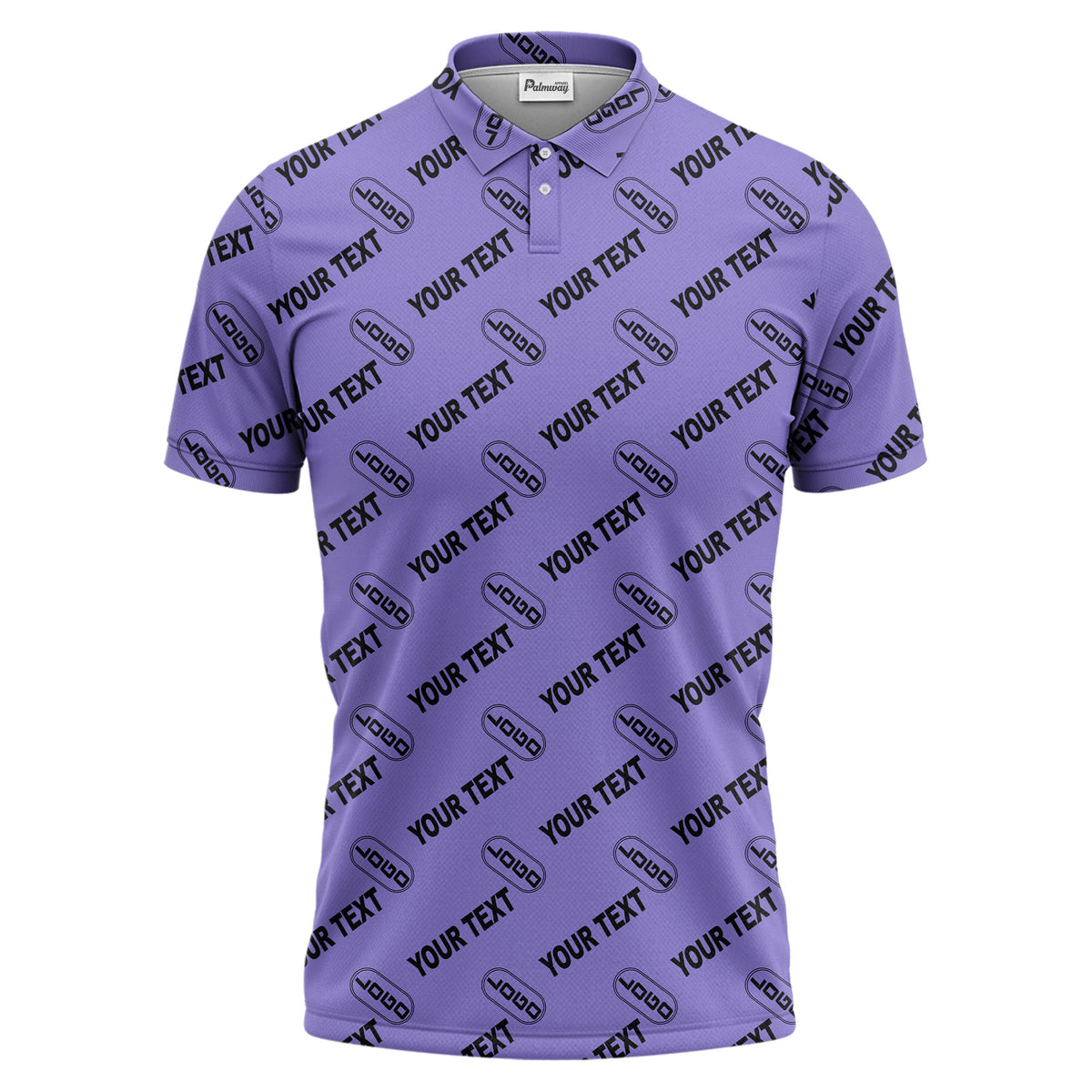 custom logo & monogram text repeat pattern black polo shirt for men
