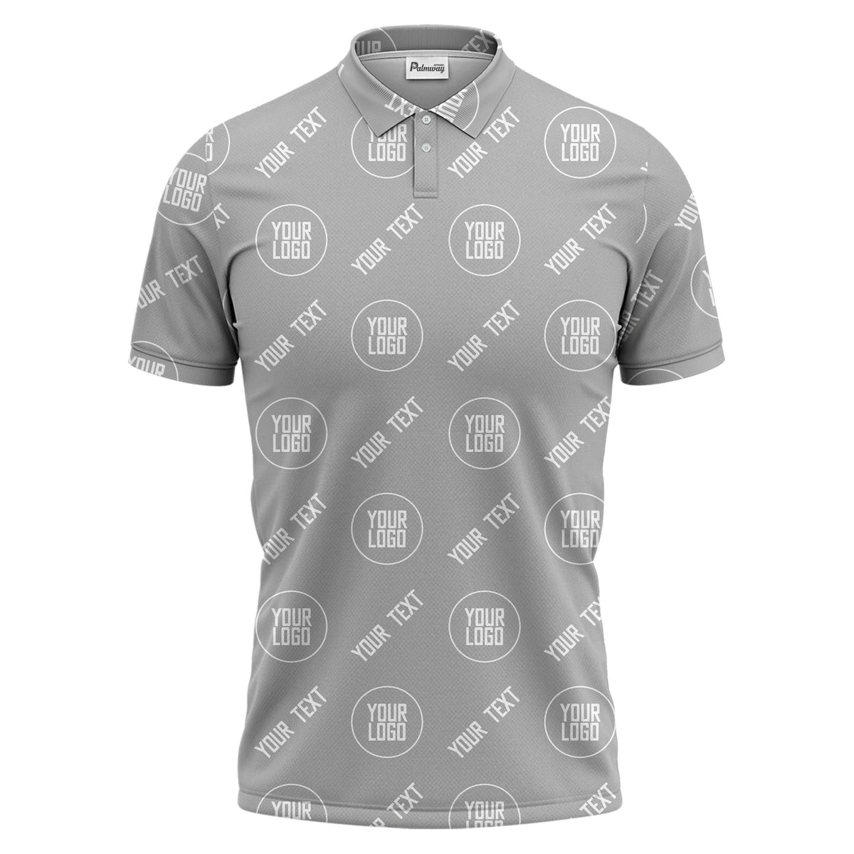 custom logo & text repeat pattern black personalized polo shirt for men