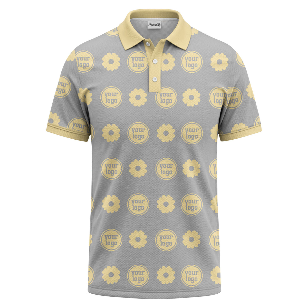 customizable daisy & monogram repeat pattern polo shirt