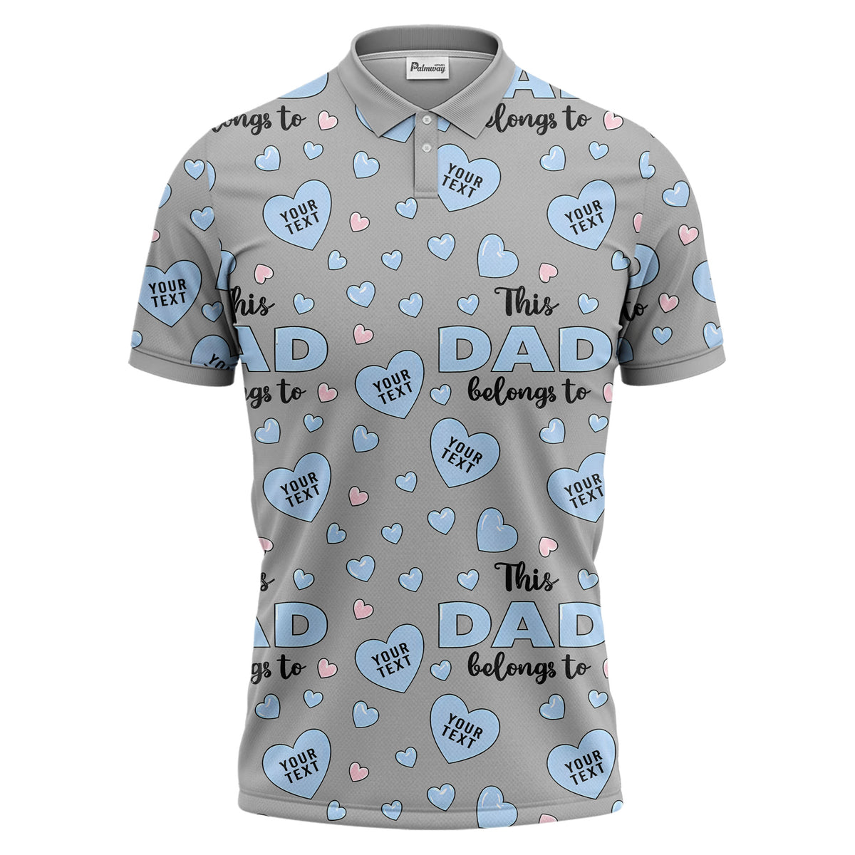 customizable hearts & text father's day all over print polo shirt for men