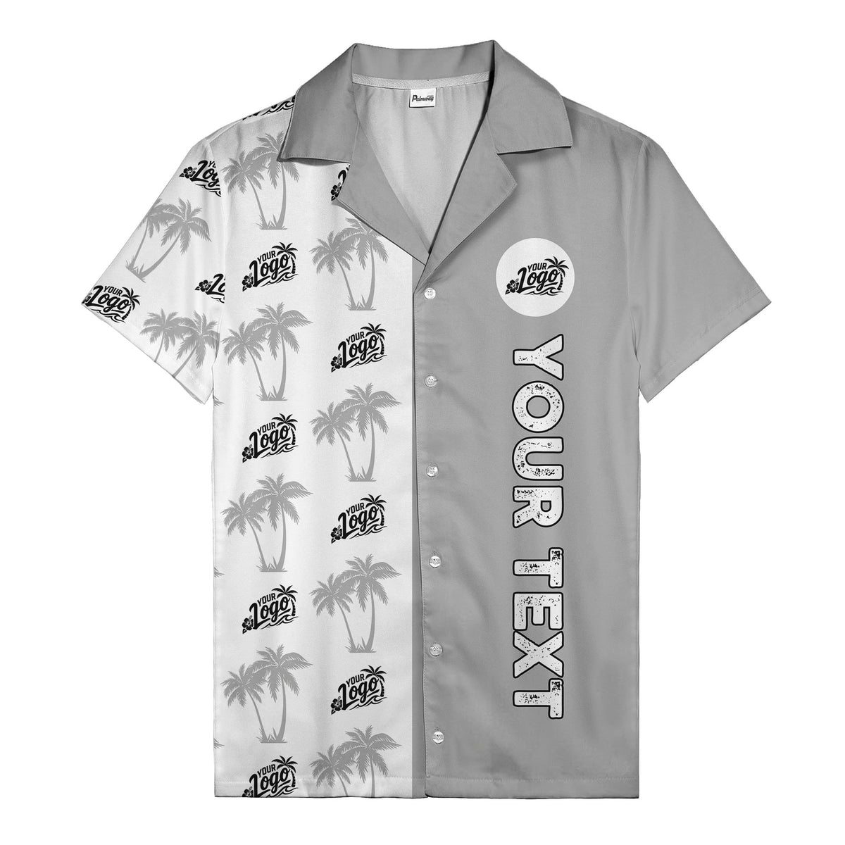 customizable palm tree & personalized text tropical green hawaiian shirt for vacation