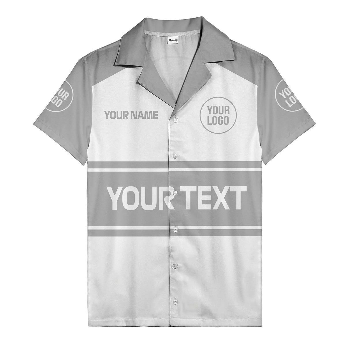customizable text & logo horizontal stripe bowling hawaiian shirt