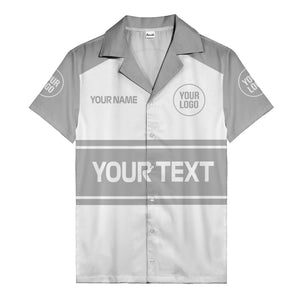 customizable text & logo horizontal stripe bowling hawaiian shirt